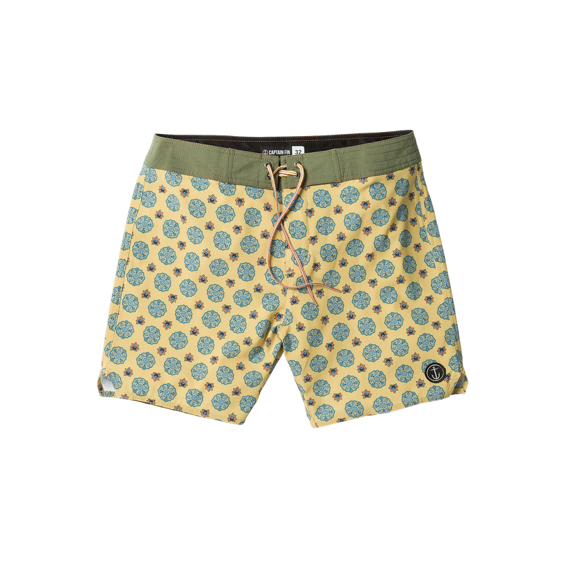 Voyager Paisley Boardshort - Mineral Yellow - Captain Fin Co.