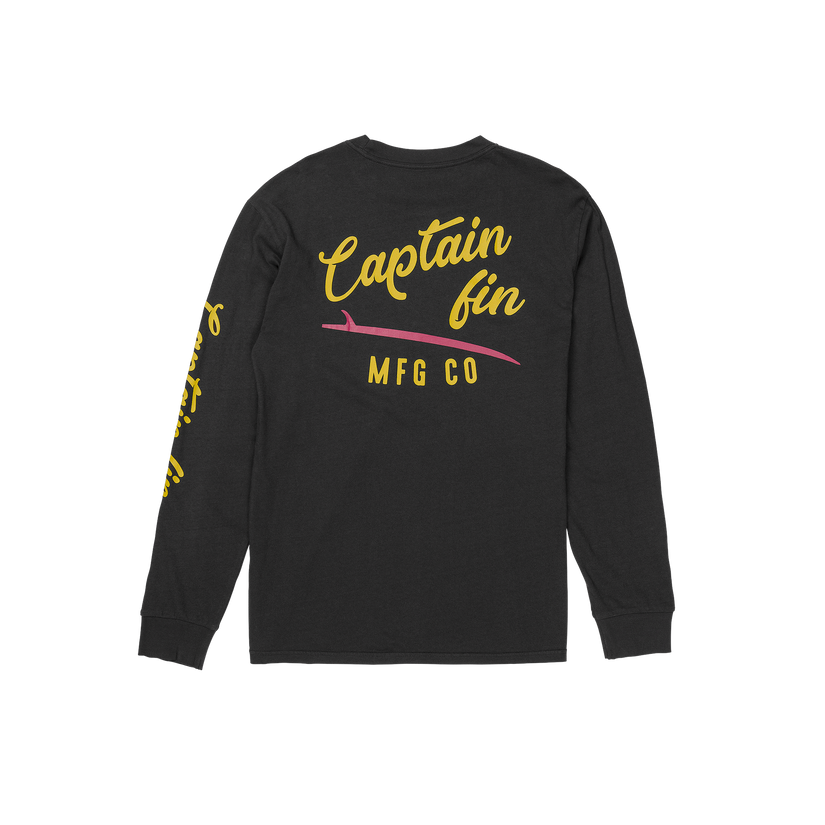 Slick Slide Logo Long Sleeve Tee Blk Captain Fin Co