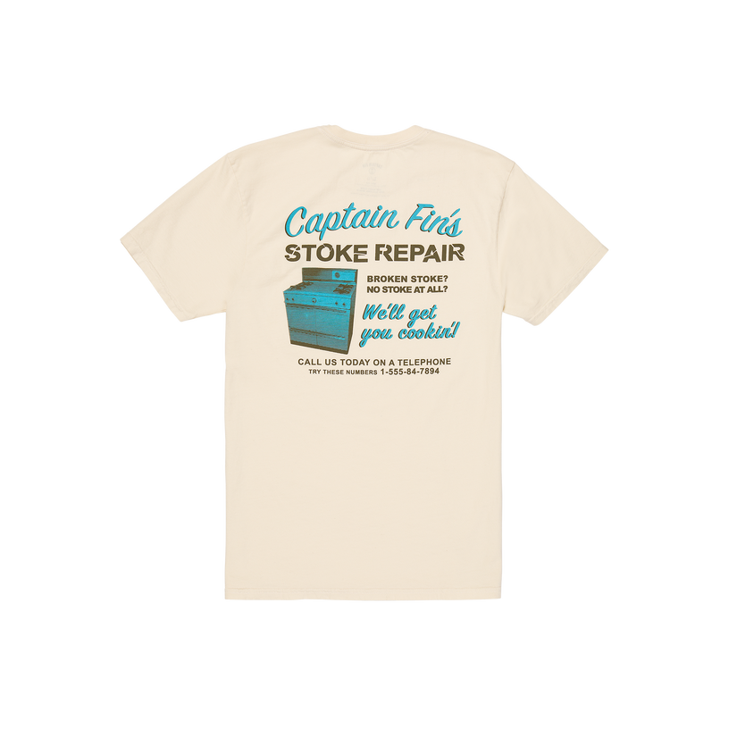 Stoke Repair Short Sleeve Tee - Cream - Captain Fin Co.