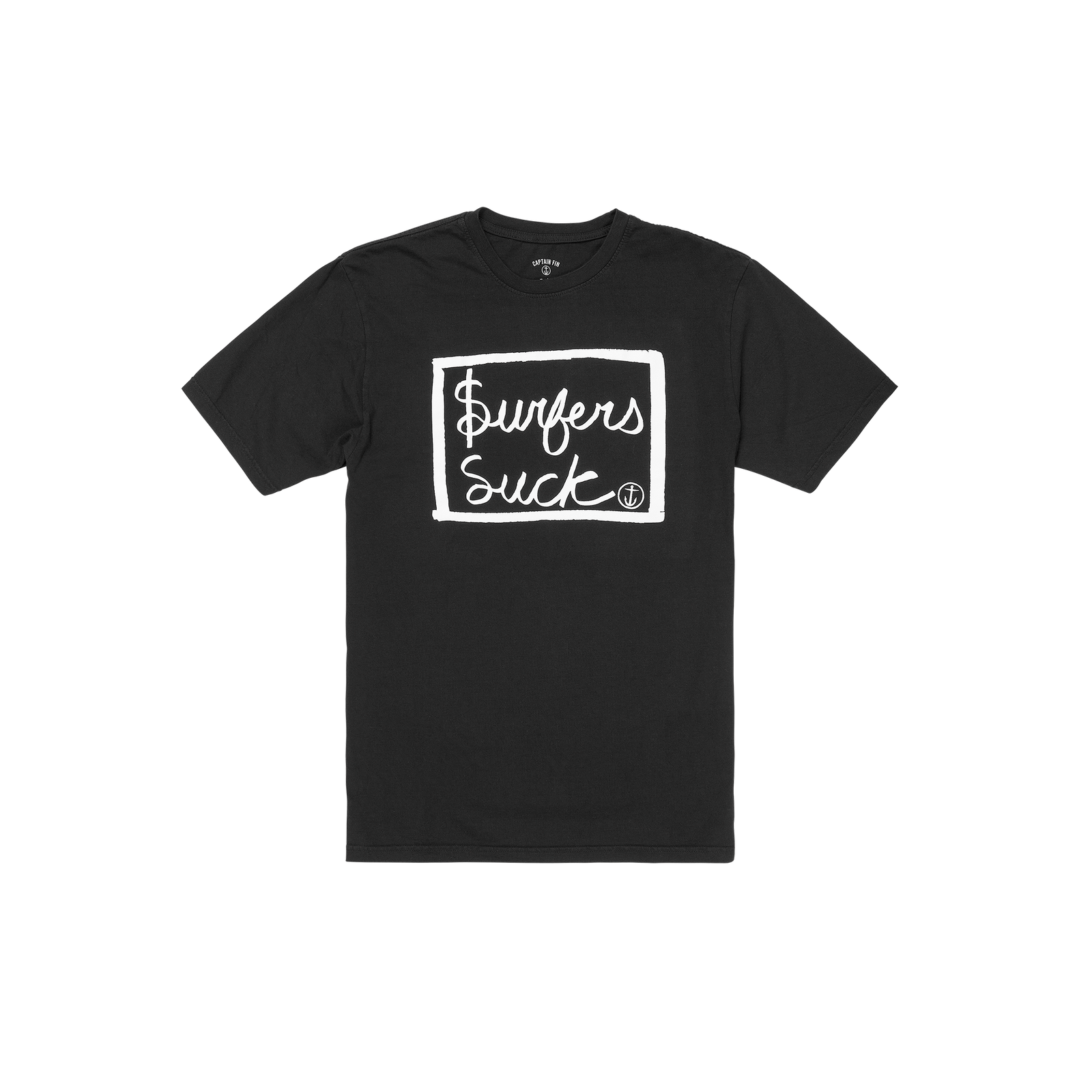 Surfers Suck Short Sleeve Tee - Black - Captain Fin Co.